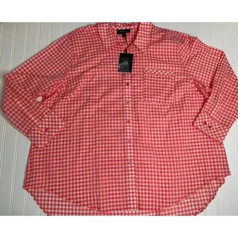 Lane Bryant Hidden Button long sleeved Women Shirt Size 28 NEW.  279